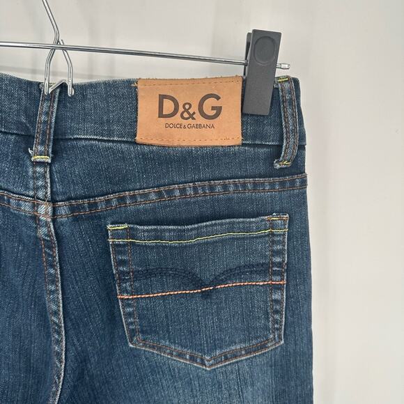 Dolce & Gabanna D&G Bootcut Jeans Blue Medium Wash Logo Patch Womens Size 27 - Picture 7 of 11
